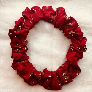 Scrunchie Hair Accessory, Red, Candy Cane Print, 100% Cotton